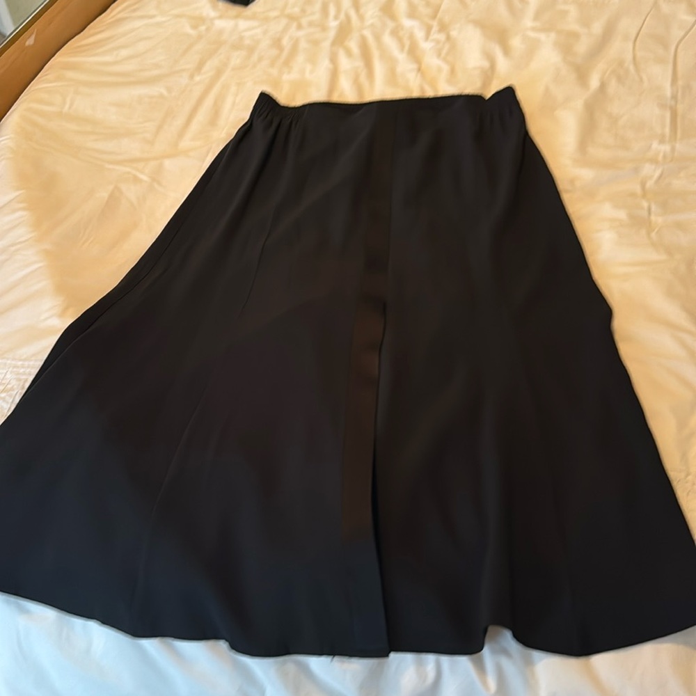 Black pull on skirt with satin trim